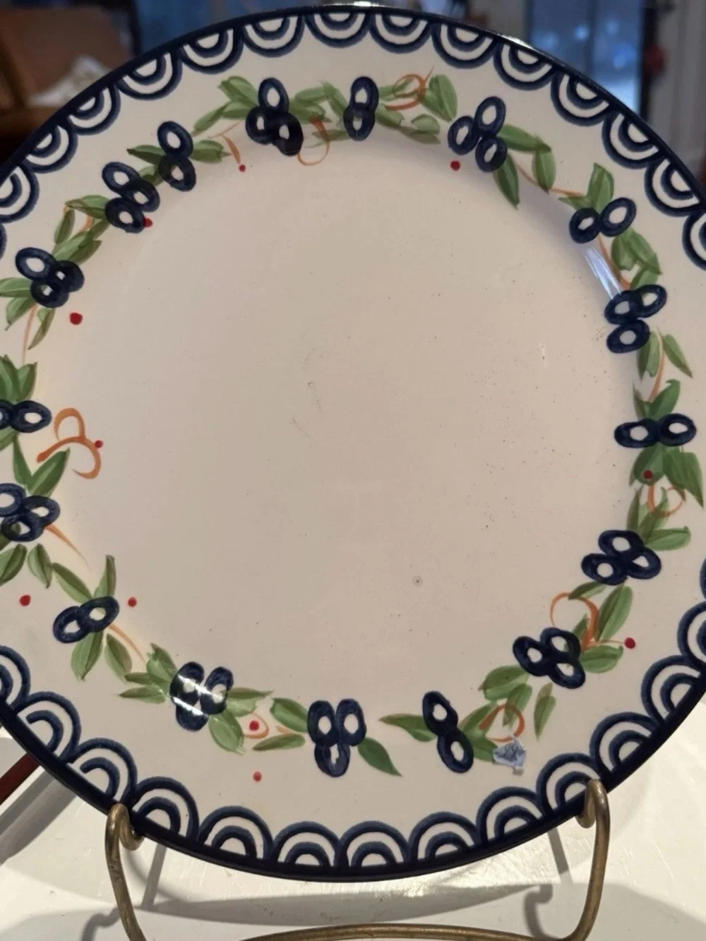 Pfaltzgraff Everyday Sommersby 10 7/8” Ceramic Dinner Plates Set of 4 White Blue